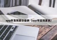 app開發(fā)預(yù)算價(jià)目表（app項(xiàng)目預(yù)算表）