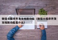 微信小程序開發(fā)文檔新功能（微信小程序開發(fā)文檔新功能是什么）