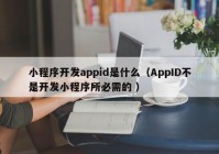 小程序開發(fā)appid是什么（AppID不是開發(fā)小程序所必需的 ）