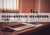 保定微信小程序開發(fā)公司（保定小程序運營推廣公司）