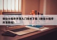 微信小程序開發(fā)入門技術(shù)下載（微信小程序 開發(fā)教程）