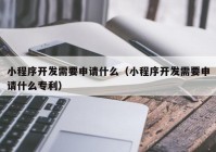 小程序開發(fā)需要申請什么（小程序開發(fā)需要申請什么專利）